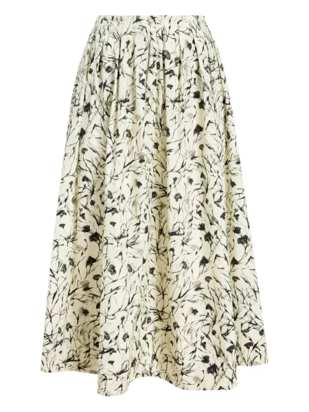 Fustă midi Proenza Schouler White Label cu model floral cu imagine până la genunchi alb