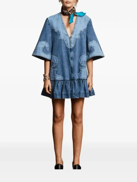 Rochie mini Alemais cu volane albastru
