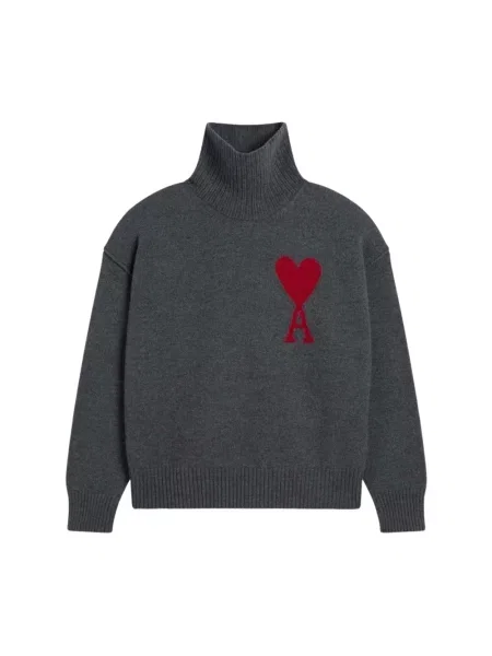 Sweter Ami Paris wełniany szary