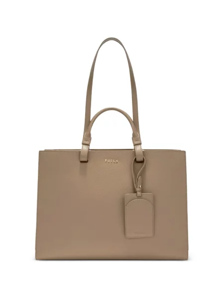 Geantă shopper Furla cu autograf maro