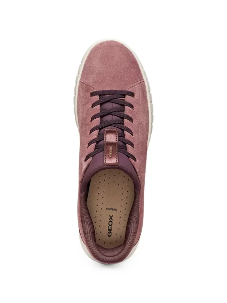 Sneakers Geox με κορδόνια σουέντ ροζ