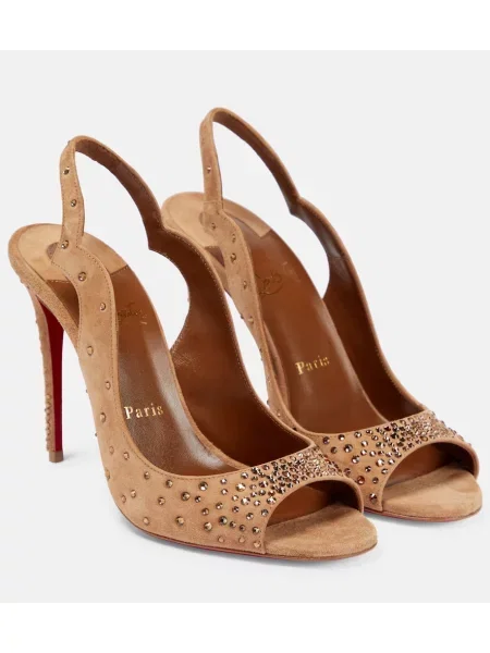 Sandale Christian Louboutin din piele de căprioară maro