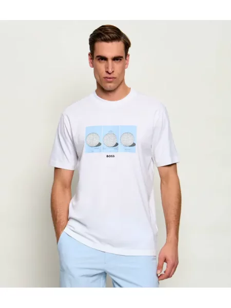 BOSS GREEN Tricou TS_Terrace Photo | stretch alb