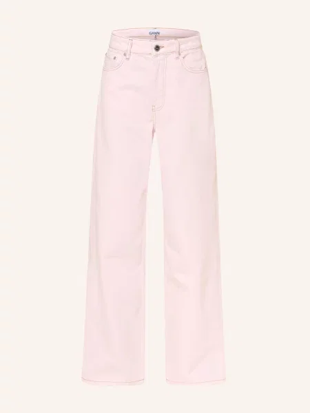 Ganni Rovné Džíny Izey chalk pink