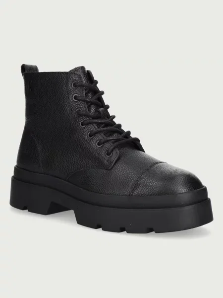 Calvin Klein trapery skórzane LUGGED MID LACE UP TC TU LTH czarne