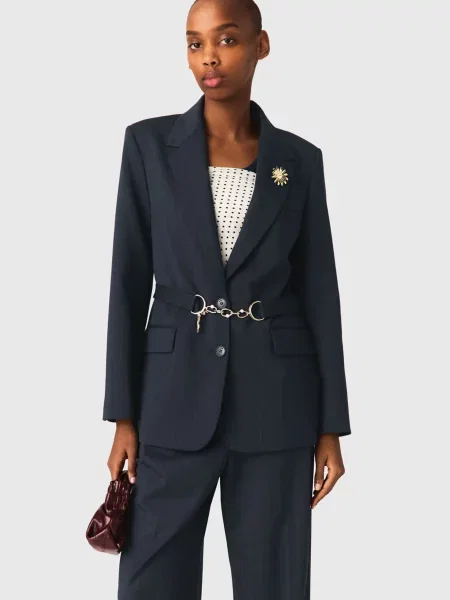 Вовняний смугастий піджак Maje синій