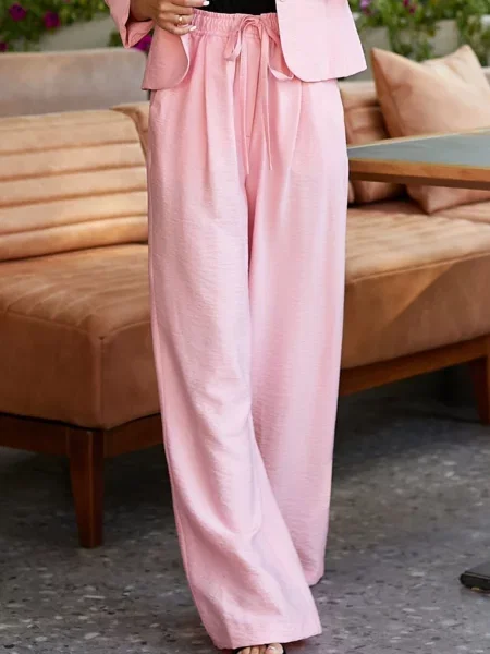 Лляні Штани палаццо LadyLike рожевий