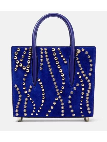 Kožna torba Christian Louboutin od velura plava