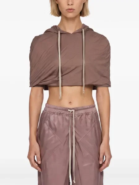 Decupat hanorac cu glugă Rick Owens Drkshdw drapat maro