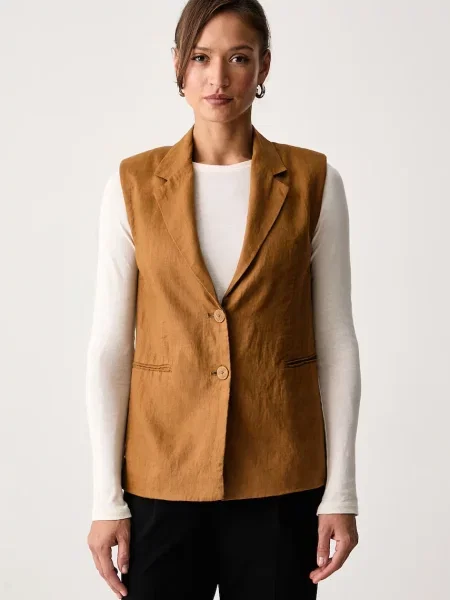 United Colors of Benetton vestă pentru femei din in maro