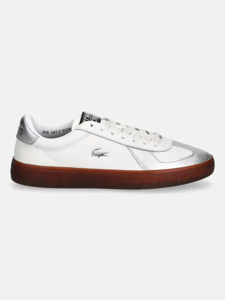 Usnjene superge Lacoste Baseshot Pro Sneakers Silver & Gold Pack bela