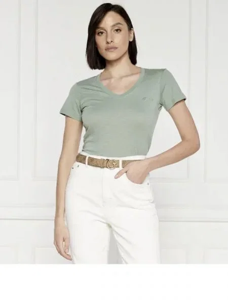 GUESS Tricou SS VN SLUBBY verde