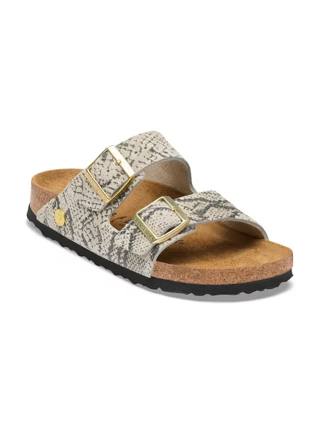 Birkenstock Arizona Suede Leather Snake klapki zamszowe białe