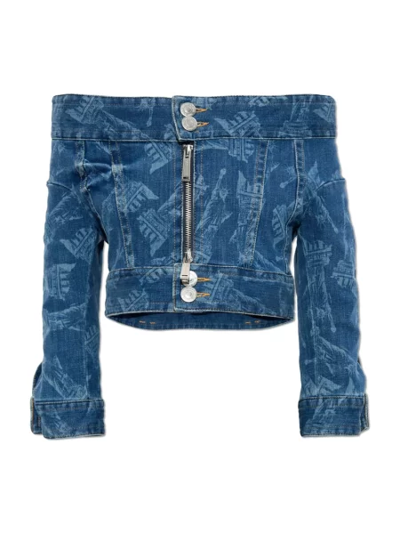 Krótka kurtka jeansowa Dsquared2 niebieska