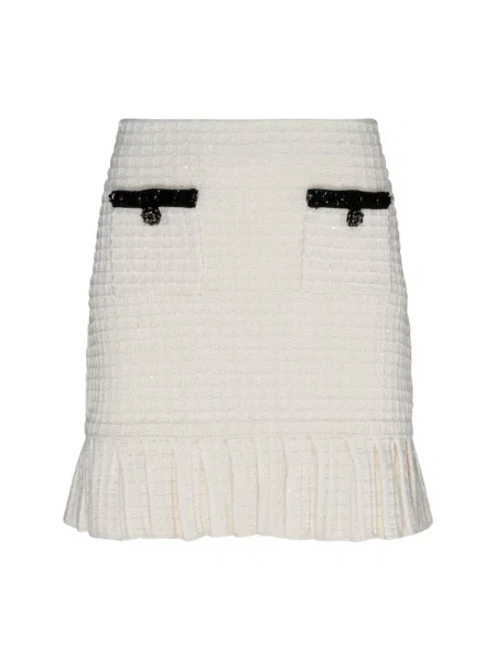 Dzianinowa mała mały spódnica mini Self-portrait biała