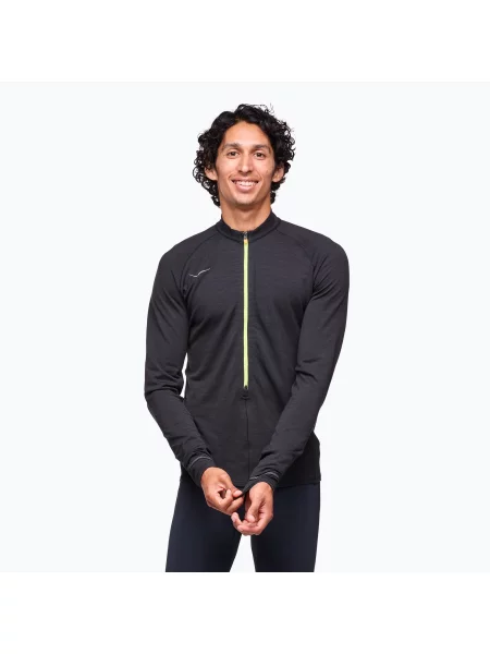 Tricou cu mânecă lungă Hoka alergare negru