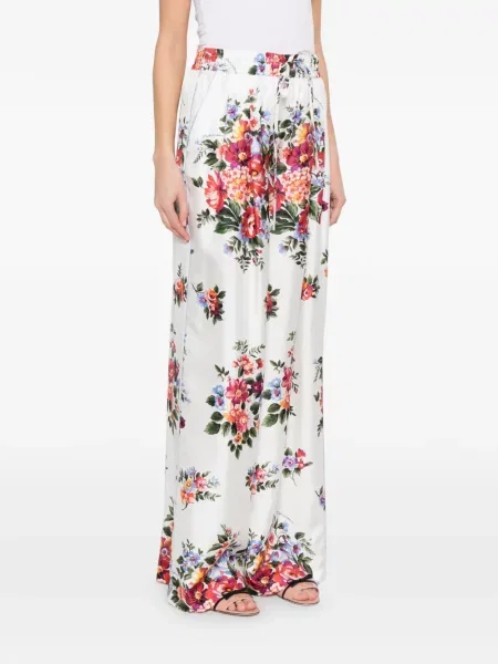 Pantaloni Dolce & Gabbana cu model floral cu imagine alb