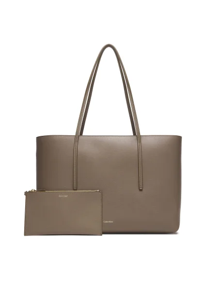 Calvin Klein Shopper táska cappuccinobarna bézs