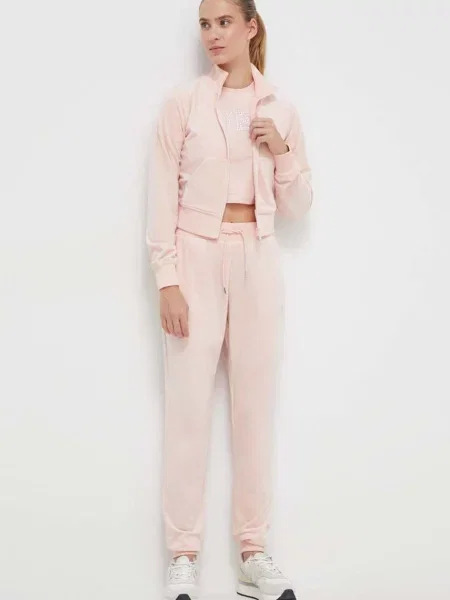 Велюрова футболка Guess COUTURE рожевий