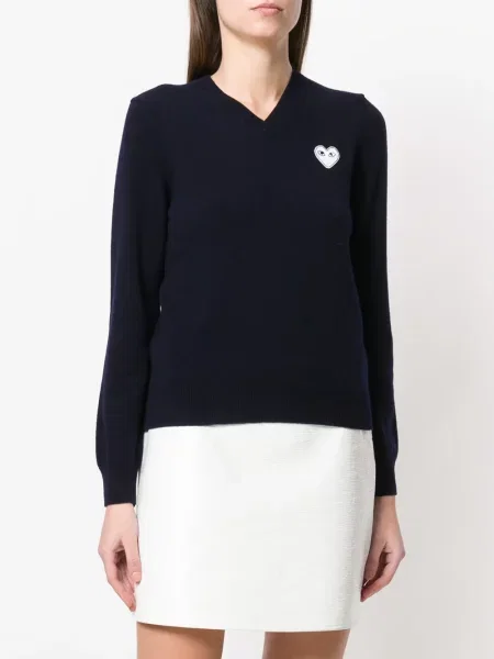 Top Comme Des Garçons Play s výstřihem do v modrý