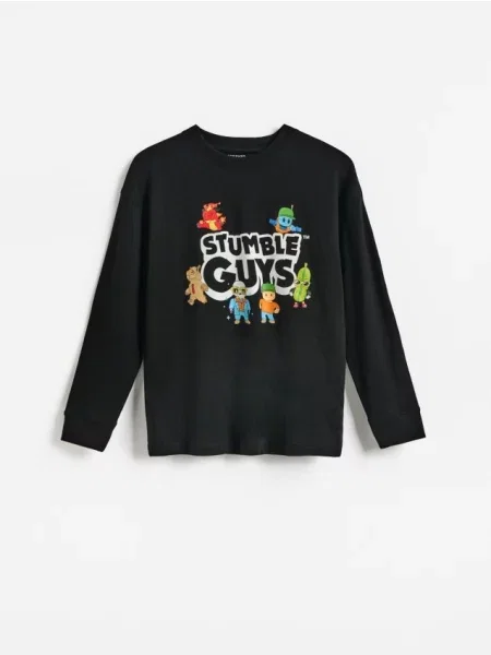 Reserved Tričko s dlhým rukávom Stumble Guys čierna