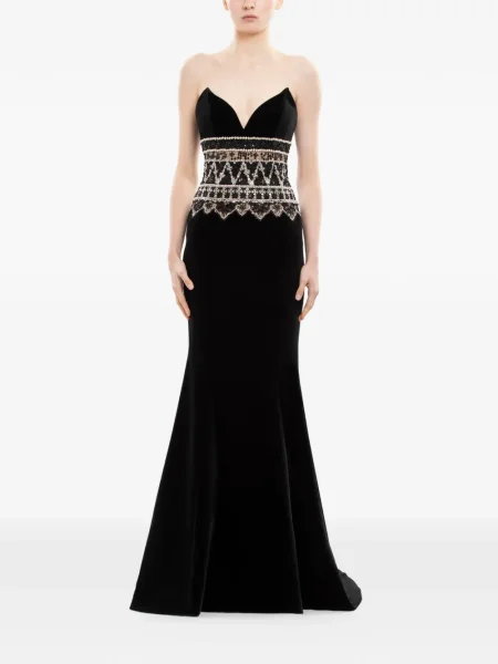 Rochie Saiid Kobeisy cu broderie de costum negru