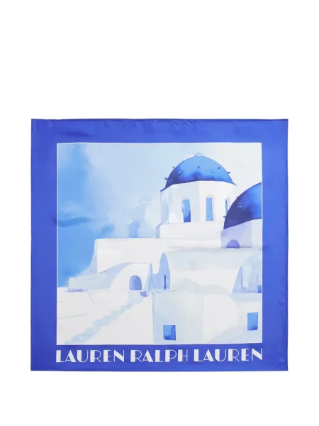 Svileni šal Lauren Ralph Lauren s printom plava