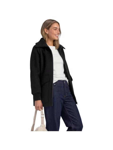 Palton Street One de lână streetstyle negru