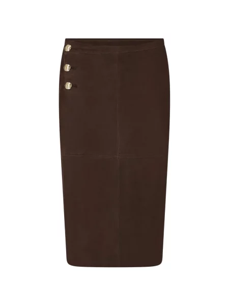 Fustă midi Liu Jo din piele de căprioară maro