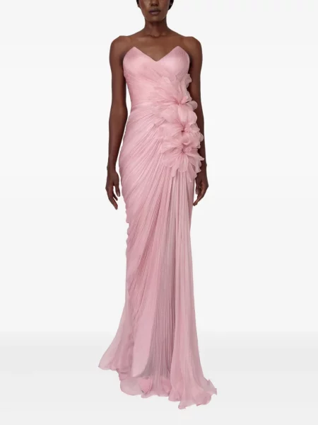 Maksi sukienka maxi Iris Serban w kwiatki garniturowa różowa