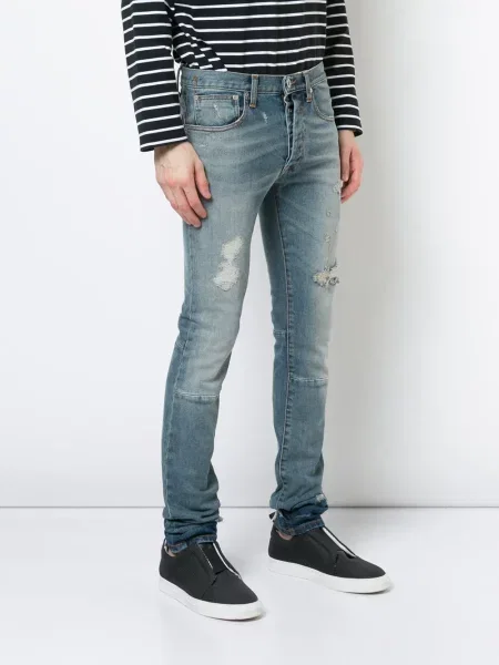Дънки skinny fit Unravel Project с протрити краища синьо