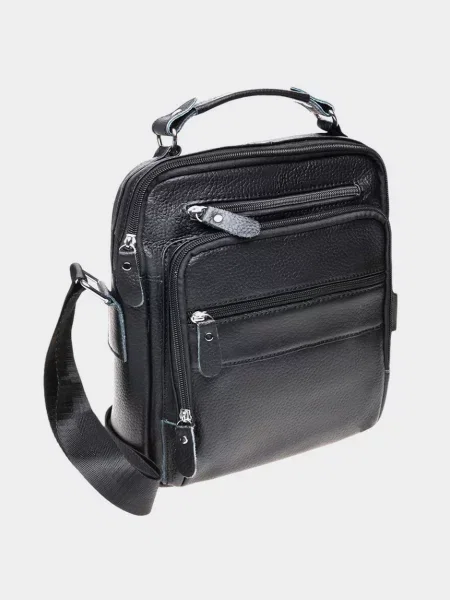 Кожаная сумка через плечо Borsa Leather черная