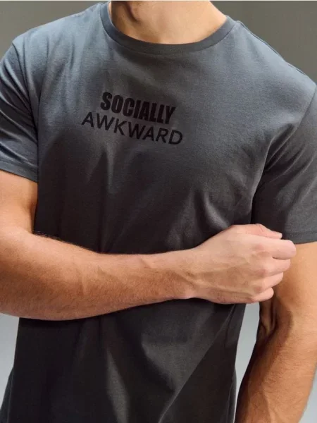 Sinsay tričko s nápisem šedá