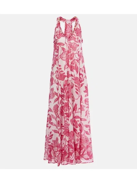 Rochie midi Poupette St Barth cu imagine până la genunchi de costum roz