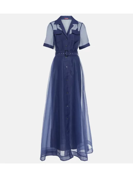 Maksi sukienka maxi Staud garniturowa niebieska