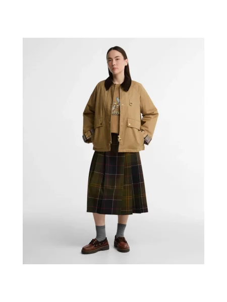 Kurtka skórzana Barbour casual wsuwana biała