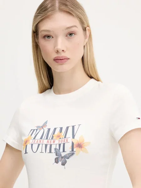 Tommy Jeans tričko béžové