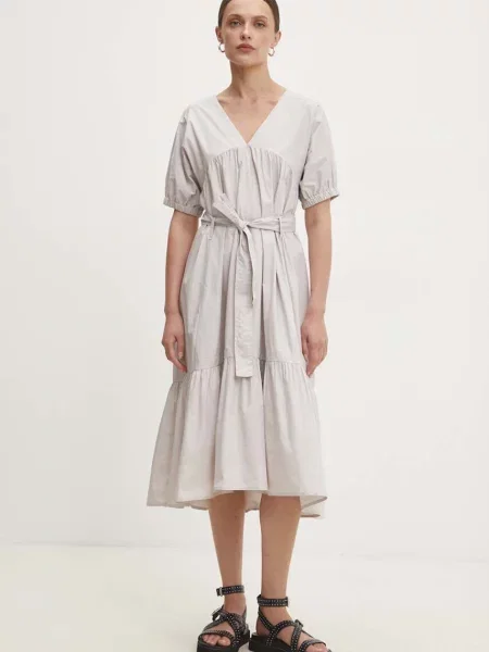 Рокля Answear Lab къса разкроена бежово