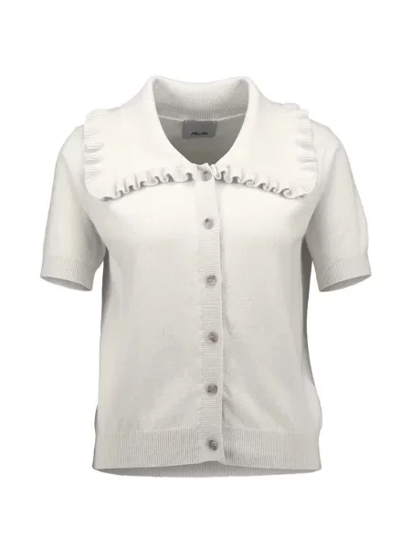 Gulerat cardigan Allude cu volane scurt alb