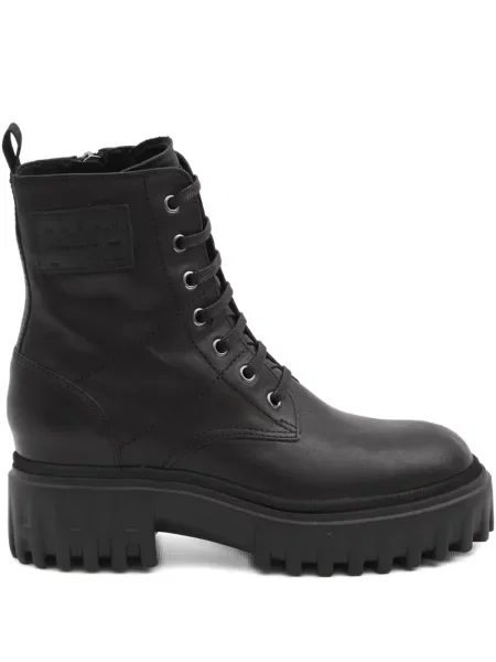 Botine Hogan cu șireturi cu platformă din dantelă negru