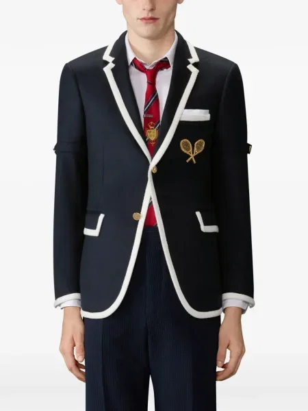 Sacou Thom Browne cu broderie albastru