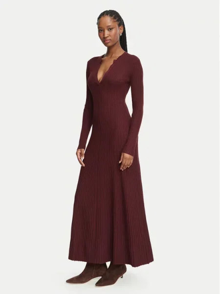 Bardot Pletena obleka Rochie Bordo A-Line Fit rdeča