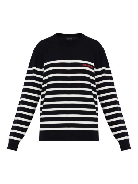 Pulover Dsquared2 de lână cu dungi albastru