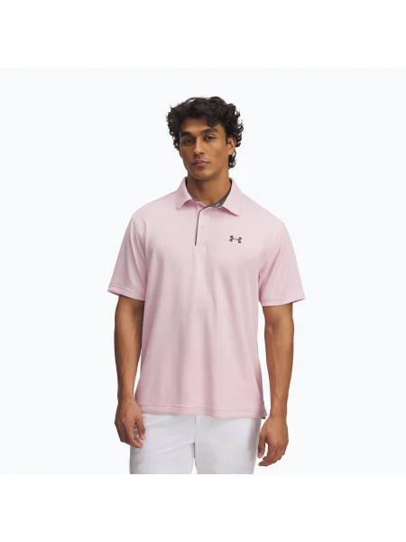 Tricou polo pentru bărbați Under Armour Tech Polo prime pink/pitch gray roz