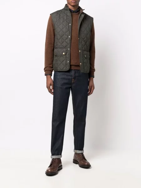 Pulover Barbour tricotate cu decolteu rotund maro