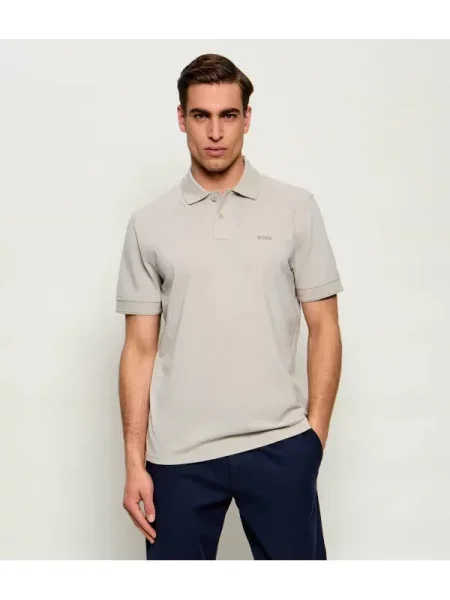 Tricou polo Boss Orange gri