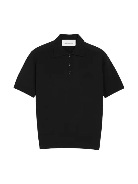 Dzianinowa koszulka polo Ami Paris czarna