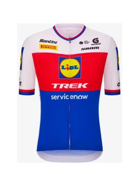 Koszulka rowerowa Lidl-Trek Czech Republic National Champion krótki rękaw krój Classic S niebieska