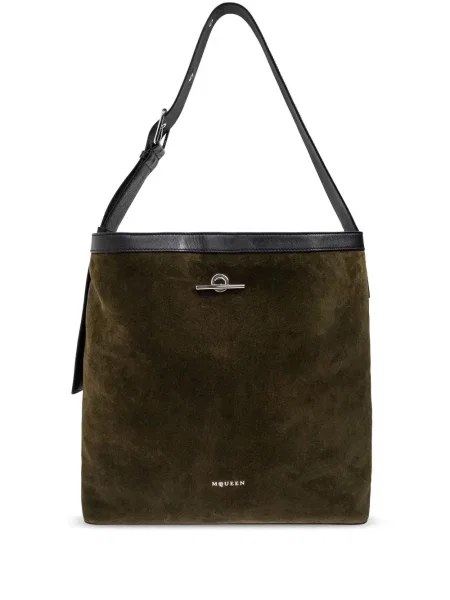 Geantă Alexander Mcqueen din piele de căprioară verde