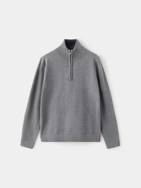 Sweter z dzianiny z półgolfem średni Dzieci lata MANGO KIDS szary